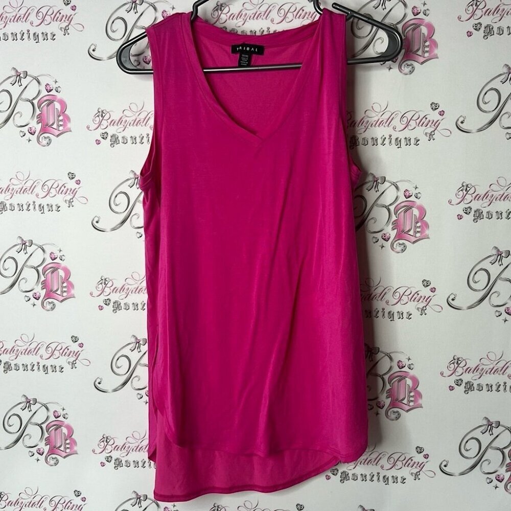 Tribal tank top Vneck flowy comfy bright Fuchsia V-Neck Tank Top